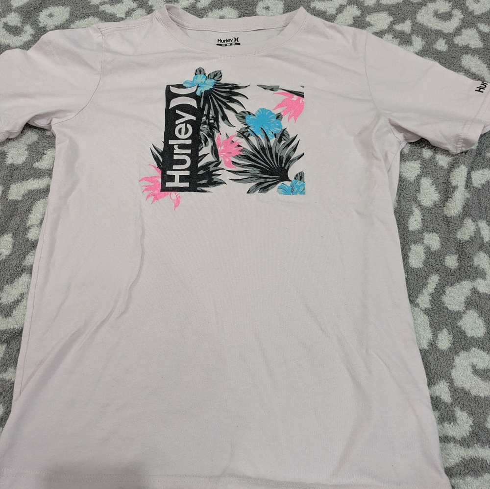 🦋5/25$ Hurley Kids Light Pink Tropical Graphic Tee
